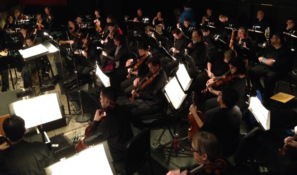 The Nashville Symphony warms up in the pit at TPAC's jackson Hall before a performance of A Midsummer's Night Dream with the Nashville Ballet, April 24, 21015