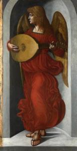 Angel in Red with a Lute, 1490s ~ attributed to Leonardo da Vinci (1452-1519) or one of his associates