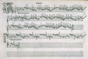 Adieu mes amours (Josquin) from Harmonice Musices Odhecaton, Petrucci, 1501, Venice