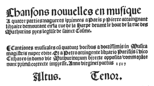 Chansons nouvelles title page, 1528
